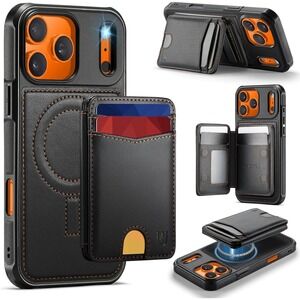 PU Leather Phone Case Magnetic Card Holder Wallet for iPhone 17 Pro